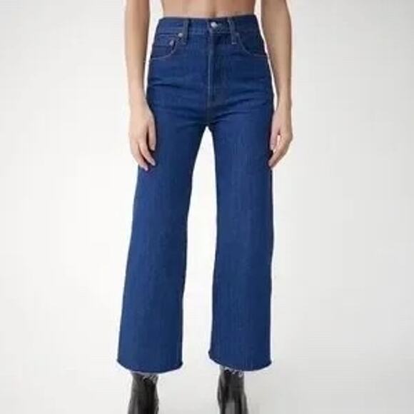 Re/Done Original Wide Leg Crop Jeans - Picture 1 of 7